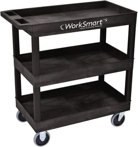 Value Collection - 500 Lb Capacity, 18" Wide x 35" Long x 36" High Shelf Cart - 3 Shelf, Plastic, 2 Rigid/2 Swivel Casters - USA Tool & Supply
