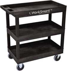 Value Collection - 500 Lb Capacity, 18" Wide x 35" Long x 36" High Shelf Cart - 3 Shelf, Plastic, 2 Rigid/2 Swivel Casters - USA Tool & Supply