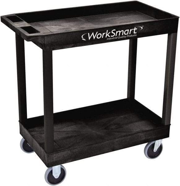 Value Collection - 500 Lb Capacity, 18" Wide x 35" Long x 35" High Shelf Cart - 2 Shelf, Plastic, 2 Rigid/2 Swivel Casters - USA Tool & Supply