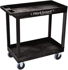 Value Collection - 500 Lb Capacity, 18" Wide x 35" Long x 35" High Shelf Cart - 2 Shelf, Plastic, 2 Rigid/2 Swivel Casters - USA Tool & Supply