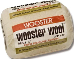 Wooster Brush - 3/4" Nap, 4" Wide Paint Roller - Rough Texture, Lambswool - USA Tool & Supply