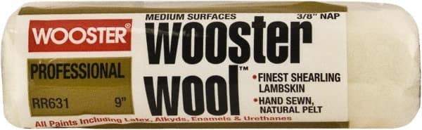 Wooster Brush - 3/8" Nap, 9" Wide Paint Roller - Medium Texture, Lambswool - USA Tool & Supply