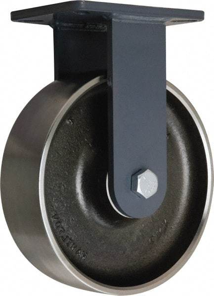 Hamilton - 10" Diam x 3" Wide x 12-1/2" OAH Top Plate Mount Rigid Caster - Forged Steel, 5,000 Lb Capacity, Tapered Roller Bearing, 5-1/4 x 7-1/4" Plate - USA Tool & Supply