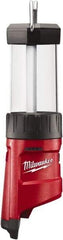 Milwaukee Tool - LED Bulb, 400 Lumens, Spotlight/Lantern Flashlight - Red Plastic Body, 12V Lithium-Ion Batteries Not Included - USA Tool & Supply