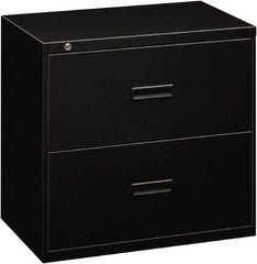 Basyx - 30" Wide x 28-3/8" High x 19-1/4" Deep, 2 Drawer Lateral File - Steel, Black - USA Tool & Supply