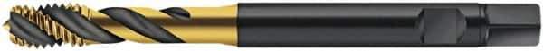 Walter-Prototyp - 1/4-20 UNC 3 Flute 2B Modified Bottoming Spiral Flute Tap - Cobalt, TiN Finish, 80.01mm OAL, Right Hand Flute, Right Hand Thread, Series AS2251005 - USA Tool & Supply