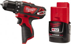 Milwaukee Tool - 12V 3/8" Pistol Grip Cordless Drill - USA Tool & Supply