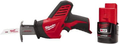 Milwaukee Tool - 12V, 0 to 3,000 SPM, Cordless Reciprocating Saw - 1/2" Stroke Length, 11" Saw Length, 1 Lithium-Ion Battery Included - USA Tool & Supply