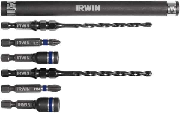 Irwin - 7 Piece 3/16" & 1/4" Concrete Anchor Installation Kit - For Use with Impact Drivers and Rotary Drills - USA Tool & Supply