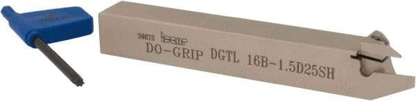 Iscar - External Thread, 1/2" Max Depth of Cut, 1mm Min Groove Width, 120mm OAL, Left Hand Indexable Grooving Cutoff Toolholder - 16mm Shank Height x 16mm Shank Width, DG. 1../DG. 15.. Insert Style, DGT Toolholder Style, Series Do-Grip - USA Tool & Supply