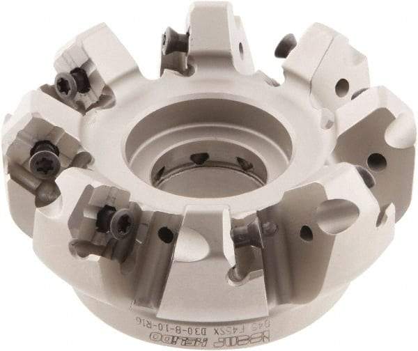 Iscar - 3" Cut Diam, 1" Arbor Hole, 0.276" Max Depth of Cut, 45° Indexable Chamfer & Angle Face Mill - 8 Inserts, S845 SX.U 16.. Insert, Right Hand Cut, 8 Flutes, Through Coolant, Series Helido - USA Tool & Supply