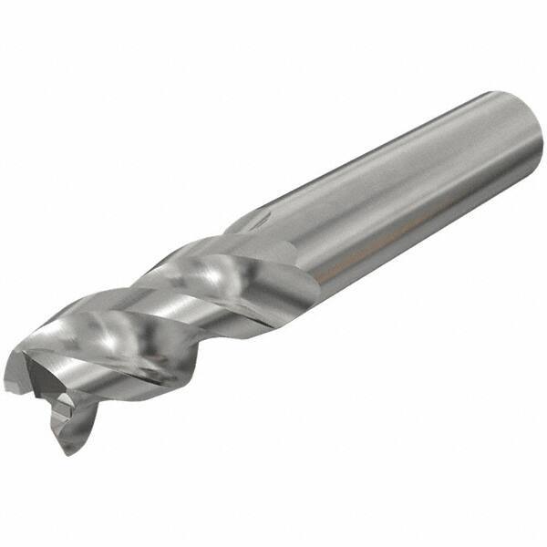 Iscar - 10mm, 23.5mm LOC, 10mm Shank Diam, 72mm OAL, 3 Flute, Solid Carbide Square End Mill - Single End, Uncoated, Spiral Flute, 45° Helix, Right Hand Cut, Right Hand Flute - USA Tool & Supply