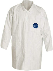 Dupont - Size 2XL White Disposable Chemical Resistant Lab Coat - Tyvek, Snap Front, Elastic Cuff - USA Tool & Supply