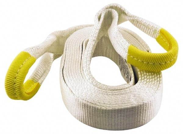 Erickson Manufacturing - 20' Long x 3" Wide, 27,000 Lb Basket Capacity, Polyester Web Sling - White, with Loop Ends - USA Tool & Supply