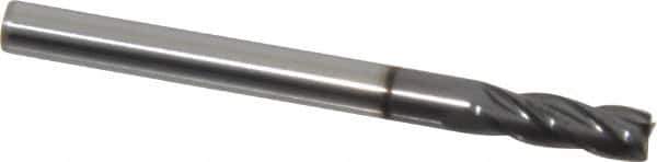 Value Collection - 1/8", 3/8" LOC, 1/8" Shank Diam, 1-1/2" OAL, 4 Flute, Solid Carbide Square End Mill - Single End, Diamond-Like Carbon (DLC) Finish, Spiral Flute, Centercutting, Right Hand Cut, Right Hand Flute - USA Tool & Supply