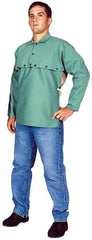 Stanco Safety Products - Size 2XL, 50-52" Chest, 20" Long, Flame Resistant, Cape Sleeves & Bib - Sateen Cotton, 9 oz, Green - USA Tool & Supply