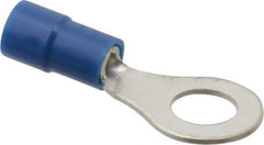 Thomas & Betts - 16-14 AWG Partially Insulated Crimp Connection Circular Ring Terminal - 1/4" Stud, 1.094" OAL x 0.472" Wide, Tin Plated Copper Contact - USA Tool & Supply