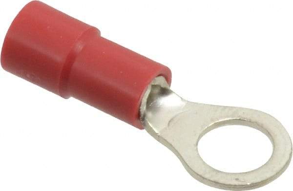 Thomas & Betts - 22-16 AWG Partially Insulated Crimp Connection Circular Ring Terminal - #10 Stud, 0.858" OAL x 0.315" Wide, Tin Plated Copper Contact - USA Tool & Supply