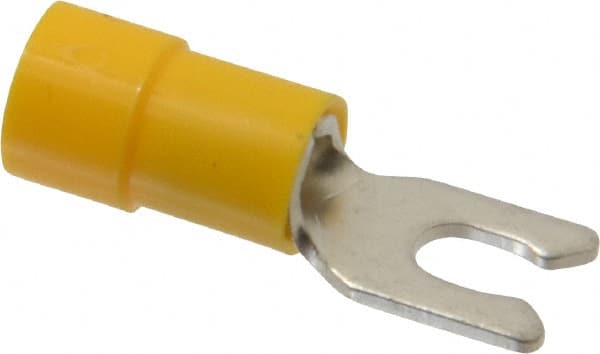Thomas & Betts - #6 Stud, 12 to 10 AWG Compatible, Partially Insulated, Crimp Connection, Locking Fork Terminal - USA Tool & Supply