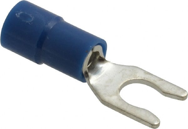 Thomas & Betts - #8 Stud, 16 to 14 AWG Compatible, Partially Insulated, Crimp Connection, Locking Fork Terminal - USA Tool & Supply
