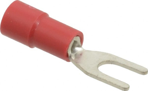 Thomas & Betts - #6 Stud, 22 to 16 AWG Compatible, Partially Insulated, Crimp Connection, Standard Fork Terminal - USA Tool & Supply
