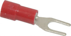 Thomas & Betts - #8 Stud, 22 to 16 AWG Compatible, Partially Insulated, Crimp Connection, Standard Fork Terminal - USA Tool & Supply