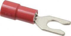 Thomas & Betts - #8 Stud, 22 to 18 AWG Compatible, Partially Insulated, Crimp Connection, Locking Fork Terminal - USA Tool & Supply
