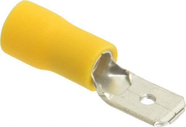 Thomas & Betts - 12 to 10 AWG, Vinyl, Fully Insulated, Male Wire Disconnect - 1/4 Inch Wide Tab, Yellow, RoHS Compliant, UL 94 V-0 - USA Tool & Supply