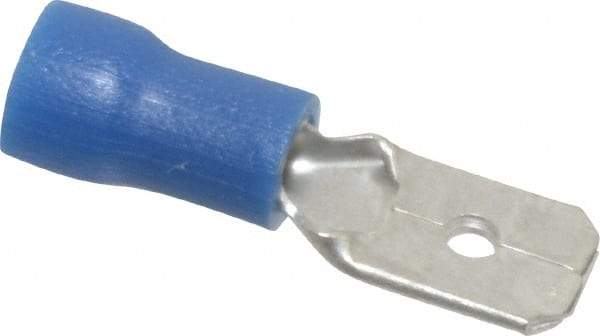 Thomas & Betts - 16 to 14 AWG, Vinyl, Fully Insulated, Male Wire Disconnect - 1/4 Inch Wide Tab, Blue, RoHS Compliant, UL 94 V-0 - USA Tool & Supply