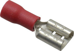 Thomas & Betts - 22 to 16 AWG, Vinyl, Fully Insulated, Female Wire Disconnect - 1/4 Inch Wide Tab, Red, RoHS Compliant, UL 94 V-0 - USA Tool & Supply
