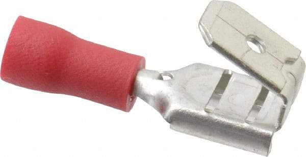 Thomas & Betts - 22 to 16 AWG, Vinyl, Fully Insulated, Piggyback Wire Disconnect - 1/4 Inch Wide Tab, Red, RoHS Compliant, UL 94 V-0 - USA Tool & Supply