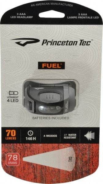 Princeton Tec - LED Bulb, 70 Lumens, Hands-free Flashlight - Black Plastic Body, 3 AAA Batteries Not Included - USA Tool & Supply