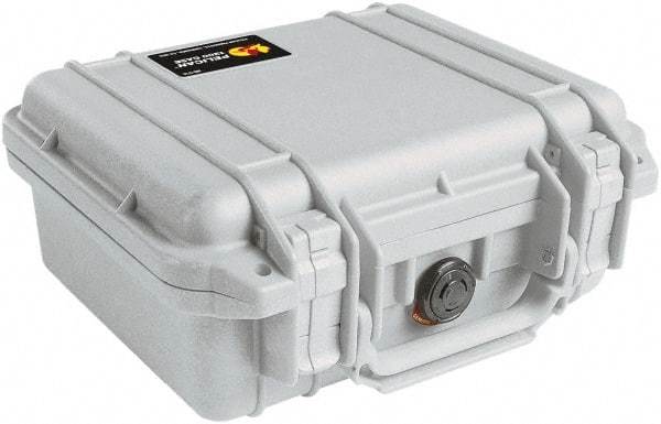 Pelican Products, Inc. - 9-11/16" Wide x 4-7/8" High, Clamshell Hard Case - Silver, Polyethylene - USA Tool & Supply