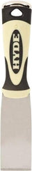 Hyde Tools - 1-1/2" Wide Chisel Edge Blade Carbon Steel Putty Knife - Stiff, Ergosoft Plastic Overmold Handle, 8" OAL - USA Tool & Supply
