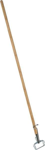 PRO-SOURCE - 60" Standard Wood Quick Connect Mop Handle - Metal Connector, Use with Wet Mops - USA Tool & Supply