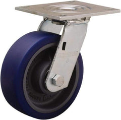 Hamilton - 6" Diam x 2" Wide x 7-1/2" OAH Top Plate Mount Swivel Caster - Polyurethane Mold onto Cast Iron Center, 900 Lb Capacity, Sealed Precision Ball Bearing, 5 x 5-1/2" Plate - USA Tool & Supply