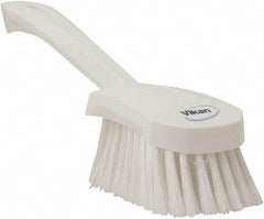 Vikan - 1.8" Bristle Length, Polyester Scrub Brush - 4-1/4" Long x 2-3/4" Wide Head, 10" OAL, White, Polypropylene Block, Flagged - USA Tool & Supply