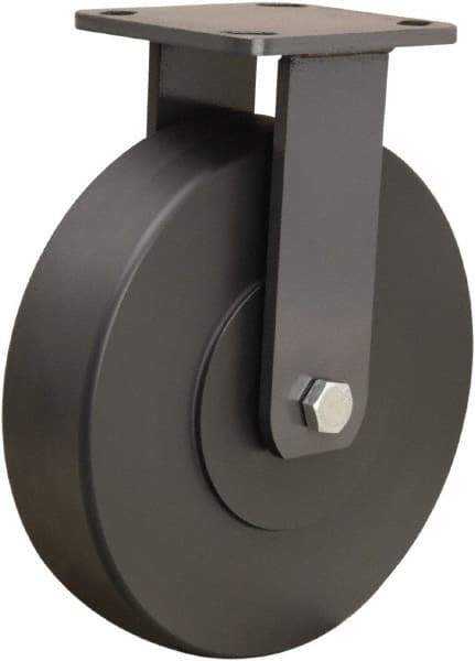 Hamilton - 8" Diam x 2" Wide x 9-1/2" OAH Top Plate Mount Rigid Caster - Nylon, 2,000 Lb Capacity, Sealed Precision Ball Bearing, 4 x 4-1/2" Plate - USA Tool & Supply