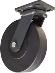 Hamilton - 8" Diam x 2" Wide x 9-1/2" OAH Top Plate Mount Swivel Caster - Nylon, 2,000 Lb Capacity, Sealed Precision Ball Bearing, 4 x 5" Plate - USA Tool & Supply