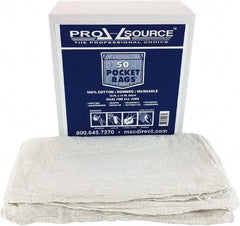 PRO-SOURCE - 13 Inch Long x 14 Inch Wide Virgin Cotton Shop Towels & Industrial Rags - White, Huck Toweling, Medium Lint Level, 50 Sheets per Pack - USA Tool & Supply