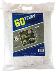 PRO-SOURCE - 14 Inch Long x 17 Inch Wide Virgin Terry Cotton Towels - White, Terry Cloth, Medium Lint, 60 Sheets per Pack - USA Tool & Supply