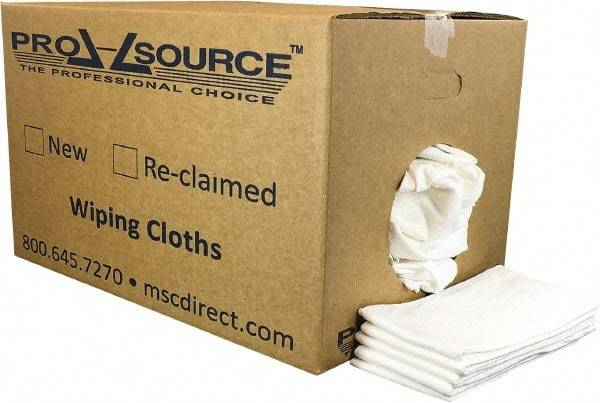 PRO-SOURCE - 12 Inch Long x 20 Inch Wide Virgin Cotton Diaper Rags - White, Lint Free, 25 Lbs. at 2 to 4 per Pound, Box - USA Tool & Supply