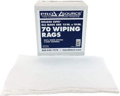 PRO-SOURCE - 10 Inch Long x 15 Inch Wide Virgin Cotton Rags - White, Knit, Lint Free, 70 Sheets per Pack, Box - USA Tool & Supply