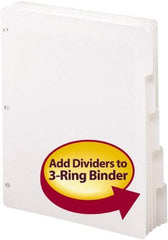 SMEAD - 8 1/2 x 11" 5 Tabs, 3-Hole Punched, Tab Divider - White - USA Tool & Supply