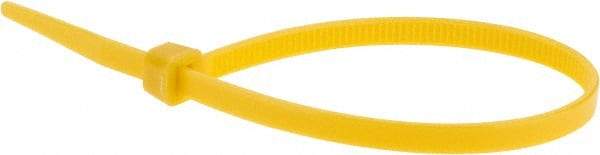 Value Collection - 8" Long Yellow Nylon Standard Cable Tie - 50 Lb Tensile Strength, 54mm Max Bundle Diam - USA Tool & Supply