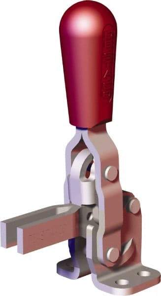 De-Sta-Co - 200 Lb Holding Capacity, Vertical Handle, Manual Hold Down Toggle Clamp - 65° Handle Movement, 105° Bar Opening, U-Bar, Flanged Base, Carbon Steel - USA Tool & Supply