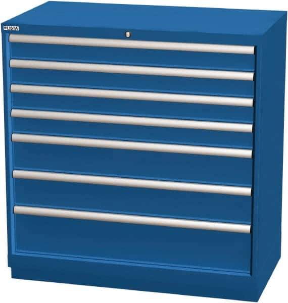 LISTA - 7 Drawer, Modular Storage Cabinet - Steel, 40-1/4" Wide x 22-1/2" Deep x 41-3/4" High, Blue - USA Tool & Supply