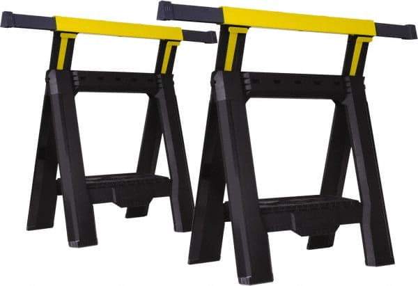 Stanley - Ladder Adjustable Sawhorse \x96 Twin Pack - Black/Yellow, 5' Long x 1.57" Wide x 29' High, Use with Lumber - USA Tool & Supply