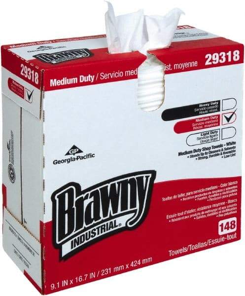 Georgia Pacific - Reusable Shop Towel/Industrial Wipes - Box, 16-3/4" x 9" Sheet Size, White - USA Tool & Supply