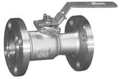 Sharpe Valves - 3" Pipe, Standard Port, Carbon Steel Standard Ball Valve - 1 Piece, Inline - One Way Flow, Flanged x Flanged Ends, Locking Lever Handle, 300 WOG, 150 WSP - USA Tool & Supply